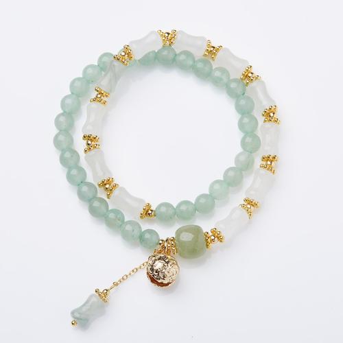 Gemstone Bracelets, Aventurine, with Tianshan Blue Granite & Hetian Jade, handmade, fashion jewelry & for woman, Length:Approx 32 cm, Sold By PC