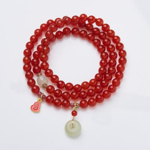 Red Agate Bracelets, with Hetian Jade, handmade, fashion jewelry & for woman, Length:Approx 48 cm, Sold By PC