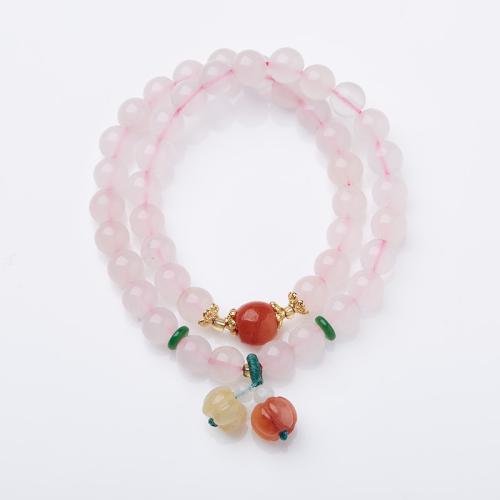 Quartz Bracelets, Rose Quartz, with Lighter Imperial Jade, handmade, fashion jewelry & for woman, Length:Approx 32 cm, Sold By PC