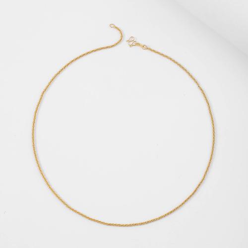 Collier chaîne en laiton, bijoux de mode & unisexe, doré, 2mm, Longueur:Environ 45 cm, Vendu par PC