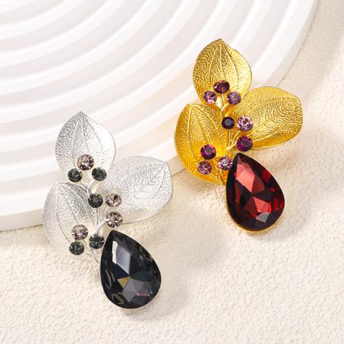 Tibetan Style Brooches, fashion jewelry & for woman & with rhinestone, more colors for choice, 63x43mm, Sold By PC