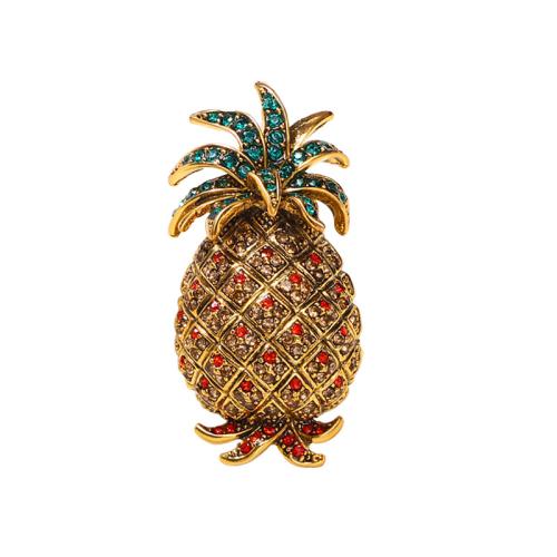 Zinklegierung Broschen, Ananas, Modeschmuck & für Frau & mit Strass, 58x30mm, verkauft von PC