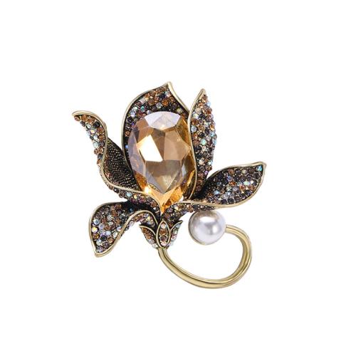 Tibetan Style Brooches, fashion jewelry & for woman & with rhinestone, 59x56mm, Sold By PC