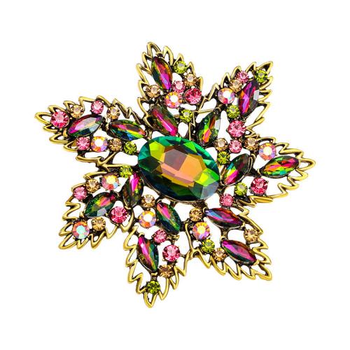 Broches en alliage de zinc, fleur, pour femme & avec strass, 58x58mm, Vendu par PC