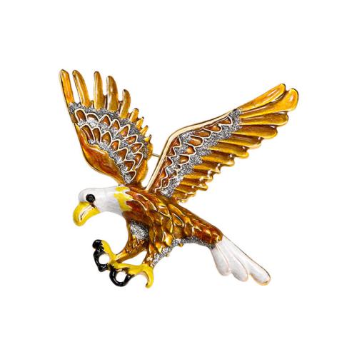 Zinc Alloy Brooches Eagle Unisex & enamel & with rhinestone Sold By PC