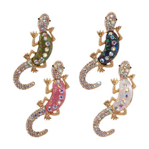 Zinc Alloy Brooches Lizard fashion jewelry & for woman & with rhinestone Sold By PC