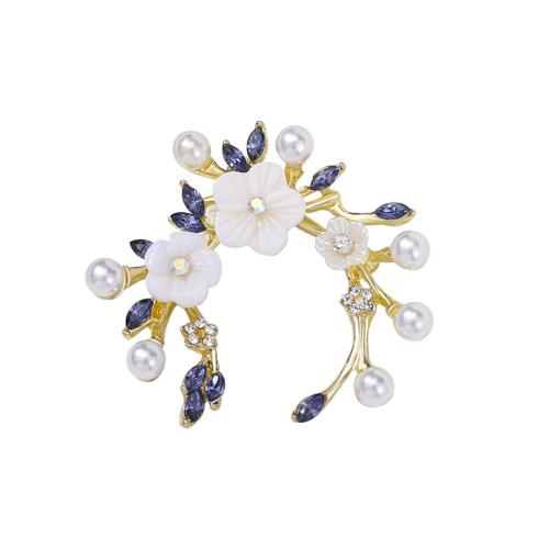 Zinc Alloy Brooches with Plastic Pearl fashion jewelry & Unisex & with rhinestone Sold By PC