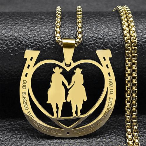 Couple Necklace 304 Stainless Steel fashion jewelry & Unisex Length Approx 60 cm Sold By PC