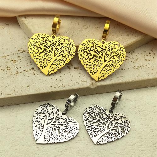 Huggie Hoop Drop Earring 304 Stainless Steel Heart fashion jewelry & for woman Sold By Pair