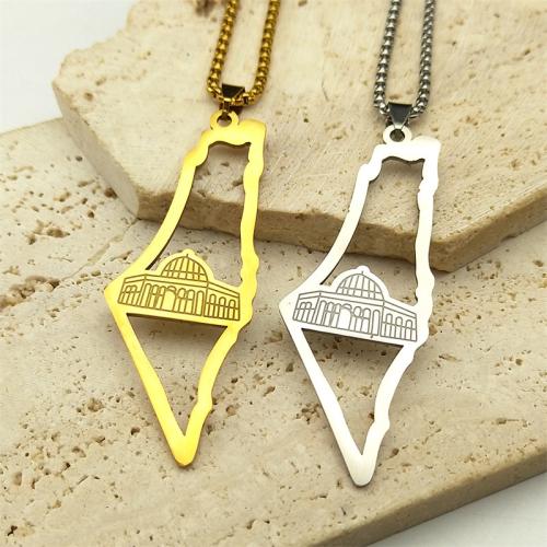 Stainless Steel Jewelry Necklace, 304 Stainless Steel, fashion jewelry & Unisex, more colors for choice, 65x25mm, Length:Approx 60 cm, Sold By PC