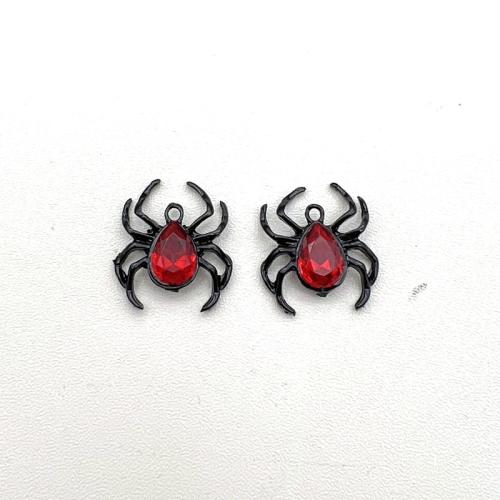 Sinc Alloy Pendants Ainmhithe, Spider, DIY & le rhinestone, dathanna níos mó le haghaidh rogha, 19x21mm, Díolta De réir PC