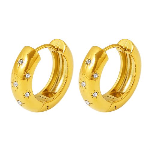 Boucle d'oreille Acier Titane, bijoux de mode & pour femme & avec strass, plus de couleurs à choisir, 19x19mm, Vendu par paire