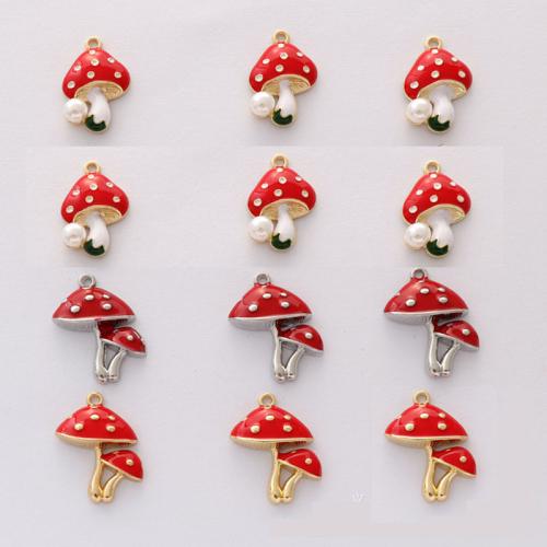 Tibetan Style Enamel Pendants, mushroom, gold color plated, DIY & different size for choice, more colors for choice, nickel, lead & cadmium free, Approx 100PCs/Bag, Sold By Bag