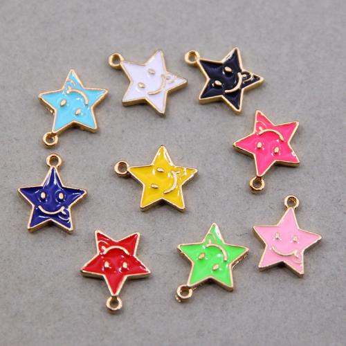 Tibetan Style Enamel Pendants, Star, gold color plated, DIY, more colors for choice, nickel, lead & cadmium free, 13mm, Approx 100PCs/Bag, Sold By Bag