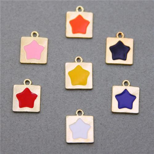 Tibetan Style Enamel Pendants,  Square, gold color plated, DIY, more colors for choice, nickel, lead & cadmium free, 16x12x2mm, Approx 100PCs/Bag, Sold By Bag