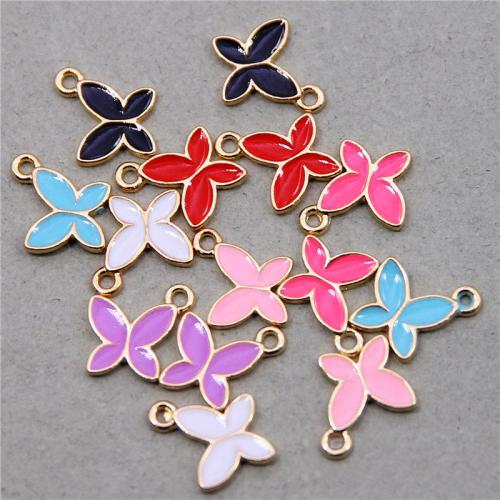 Tibetan Style Enamel Pendants, Butterfly, gold color plated, DIY, more colors for choice, nickel, lead & cadmium free, 13x12x2mm, Approx 100PCs/Bag, Sold By Bag