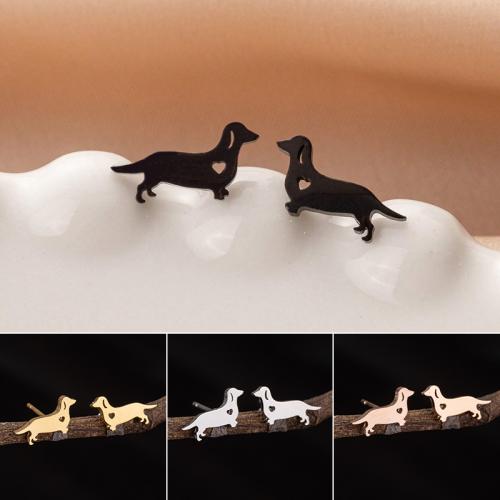 Stainless Steel Stud Earrings 304 Stainless Steel Dog Vacuum Ion Plating fashion jewelry & for woman Sold By Pair