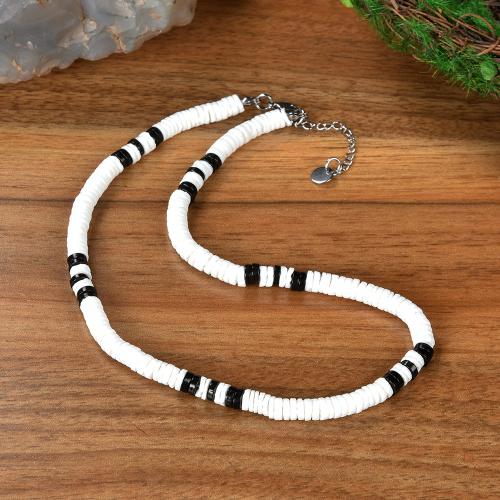 Shell Necklaces, White Shell, with Natural Stone & 316 Stainless Steel, Vacuum Ion Plating, Bohemian style & Unisex, more colors for choice, Length:Approx 45 cm, Sold By PC