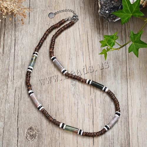 Shell Necklaces Coco with Natural Stone & White Shell & 316 Stainless Steel Vacuum Ion Plating Bohemian style & Unisex Length Approx 45 cm Sold By PC