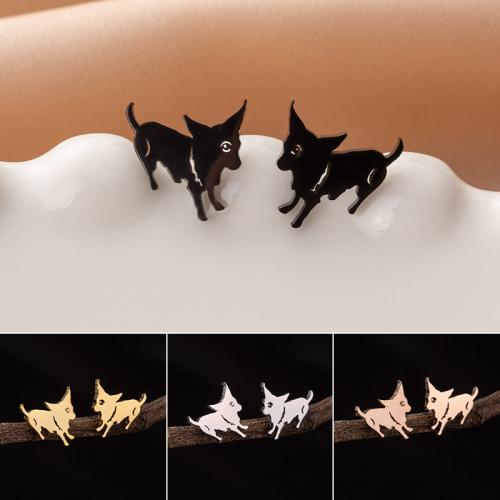 Stainless Steel Stud Earrings 304 Stainless Steel Dog Vacuum Ion Plating fashion jewelry & for woman 10mm Sold By Pair