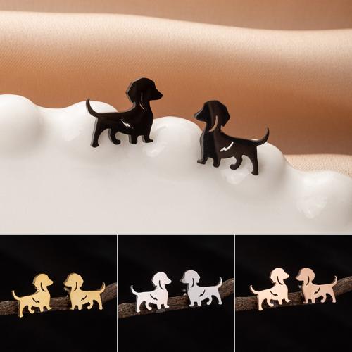 Stainless Steel Stud Earrings 304 Stainless Steel Dog Vacuum Ion Plating fashion jewelry & for woman Sold By Pair