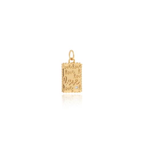 Pendentifs en laiton zircon cubique (CZ), avec zircon cubique, rectangle, Placage de couleur d'or, DIY, protéger l'environnement, sans nickel, plomb et cadmium, 20x10.20x2mm, Vendu par PC