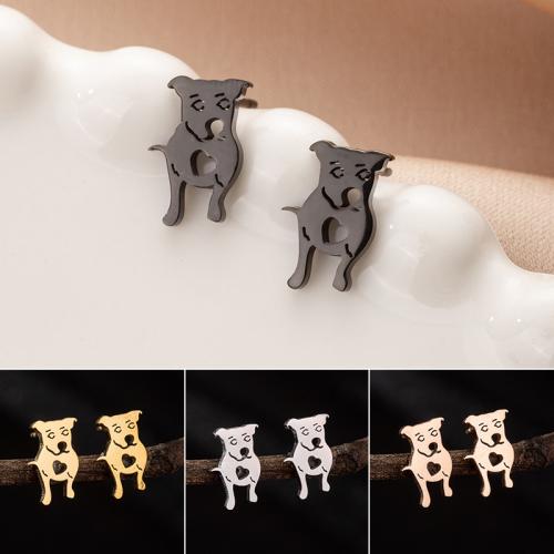 Stainless Steel Stud Earrings 304 Stainless Steel Dog Vacuum Ion Plating fashion jewelry & for woman Sold By Pair