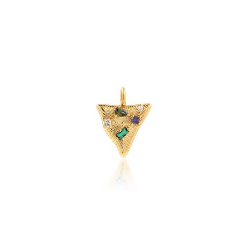 Cubic Zirconia Micro Pave Brass Pendant, Triangle, gold color plated, DIY & micro pave cubic zirconia, nickel, lead & cadmium free, 21.70x17.20x3.50mm, Sold By PC