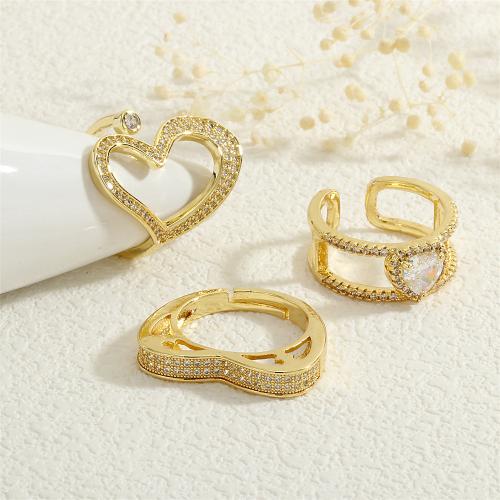 Cúbicos Circonia Micro Pave anillo de latón, metal, chapado en color dorado, diferentes estilos para la opción & micro arcilla de zirconia cúbica & para mujer, más colores para la opción, libre de níquel, plomo & cadmio, Vendido por UD