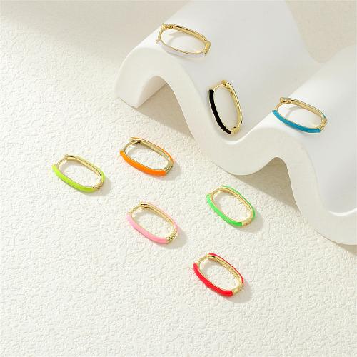 Brass Huggie Hoop Earring, gold color plated, for woman & enamel, more colors for choice, nickel, lead & cadmium free, Sold By Pair