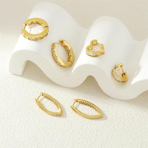 Cúbicos Circonia Pendiente Latón Micro pavimenta, metal, chapado en color dorado, diferentes estilos para la opción & micro arcilla de zirconia cúbica & para mujer, más colores para la opción, libre de níquel, plomo & cadmio, Vendido por Par