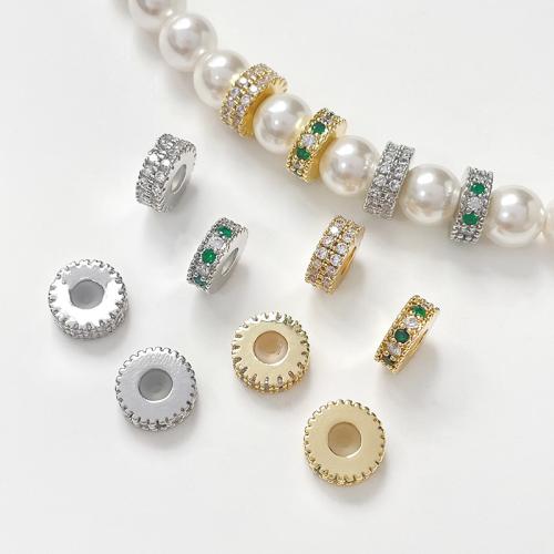 Brass Spacer Beads plated DIY & micro pave cubic zirconia nickel lead & cadmium free Sold By PC