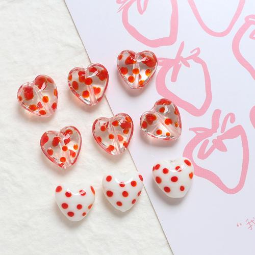 Handgemaakte Lampwork Beads, Hart, DIY, meer kleuren voor de keuze, 15x15mm, Verkocht door PC