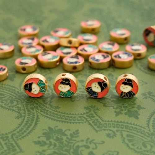 Brass Jewelry Beads, plated, DIY & epoxy gel, golden, nickel, lead & cadmium free, 11x11mm, Sold By PC