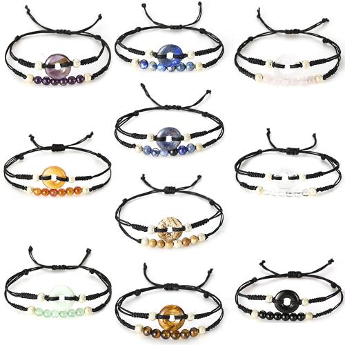 Pulseras de piedras preciosas, con Cordón de nudo, hecho a mano, Doble capa & diferentes materiales para la opción & unisexo, longitud:aproximado 16-26 cm, Vendido por UD