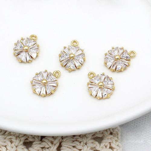 Cubic Zirconia Micro Pave Brass Pendant plated DIY & micro pave cubic zirconia golden Sold By PC