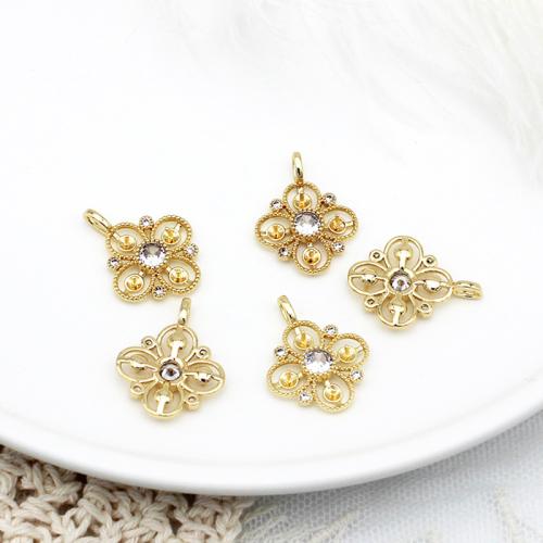 Brass Pendant Findings plated DIY & micro pave cubic zirconia golden Sold By PC