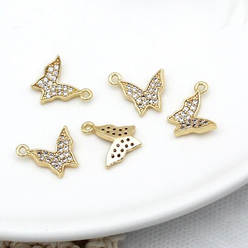 Cubic Zirconia Micro Pave Brass Pendant Butterfly plated DIY & micro pave cubic zirconia golden Sold By PC