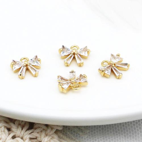 Cubic Zirconia Micro Pave bronze Pingente, cobre, Laço, banhado, DIY & micro pavimento em zircônia cúbica, dourado, vendido por PC