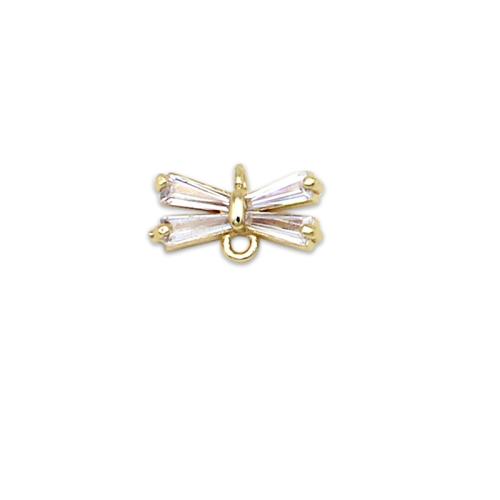 Cubic Zirconia Micro Pave Brass Connector Bowknot plated DIY & micro pave cubic zirconia golden Sold By PC