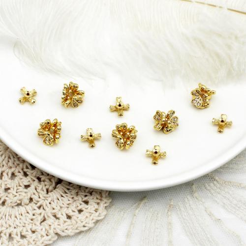 Brass Spacer Beads, plated, DIY & different styles for choice & micro pave cubic zirconia, golden, Sold By PC