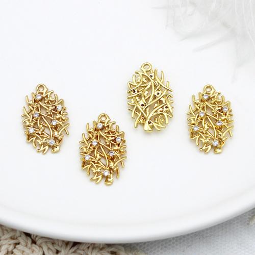 Cubic Zirconia Micro Pave Brass Pendant plated DIY & micro pave cubic zirconia golden Sold By PC