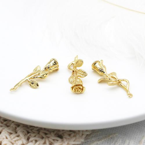 Brass Jewelry Pendants, Rose, plated, DIY, golden, Sold By PC