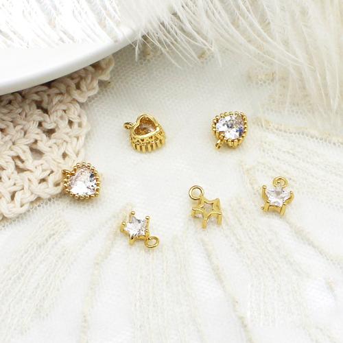 Cubic Zirconia Micro Pave Brass Pendant, plated, DIY & different styles for choice & micro pave cubic zirconia, golden, Sold By PC