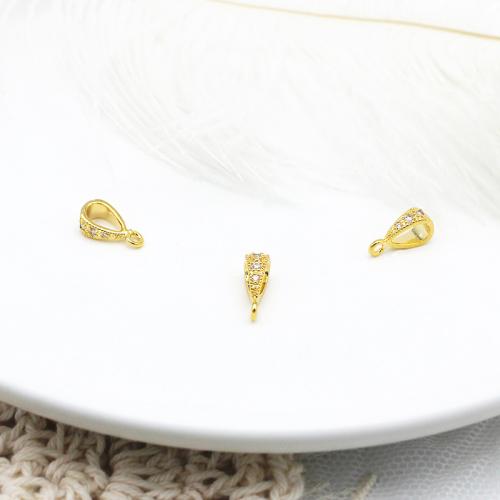 Brass Jewelry Bails, plated, DIY & micro pave cubic zirconia, golden, 5PCs/Bag, Sold By Bag