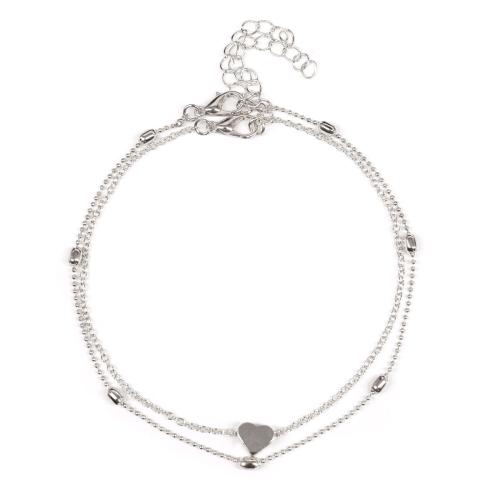 Bracelet de cheville en alliage de zinc, 2 pièces & pour femme, plus de couleurs à choisir, Vendu par PC