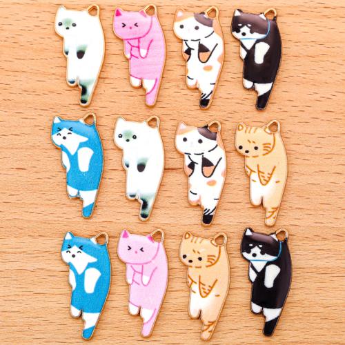 Zinc Alloy émail Pendants, alliage de zinc, chat, Placage, DIY & styles différents pour le choix, plus de couleurs à choisir, 100PC/sac, Vendu par sac