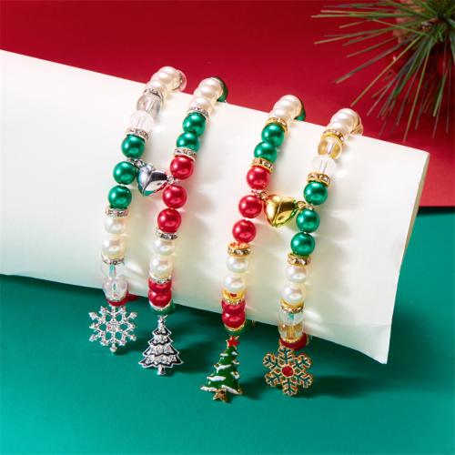 Christmas Holiday Bracelet Zinc Alloy with Magnet & Plastic plated & for woman & enamel & with rhinestone nickel lead & cadmium free Sold By PC