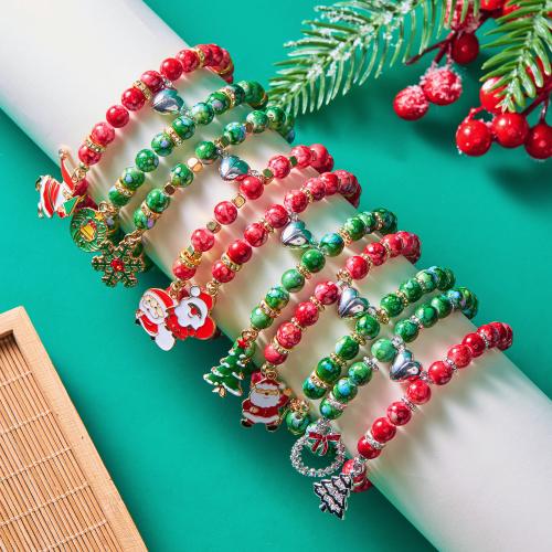 Pulseiras do  Natal, liga de zinco, with Magnético & resina, banhado, Vario tipos a sua escolha & para mulher & esmalte & com strass, Mais cores pare escolha, níquel, chumbo e cádmio livre, vendido por PC