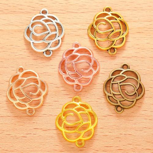 Fleur Zinc Alloy connecteur, alliage de zinc, Rose, Placage, DIY & boucle de 1/1 & creux, plus de couleurs à choisir, 100PC/sac, Vendu par sac